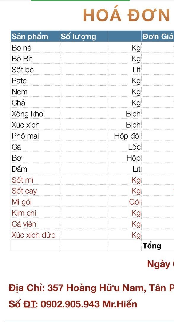 bảng giá cung cấp thực phầm bò né 3 ngon